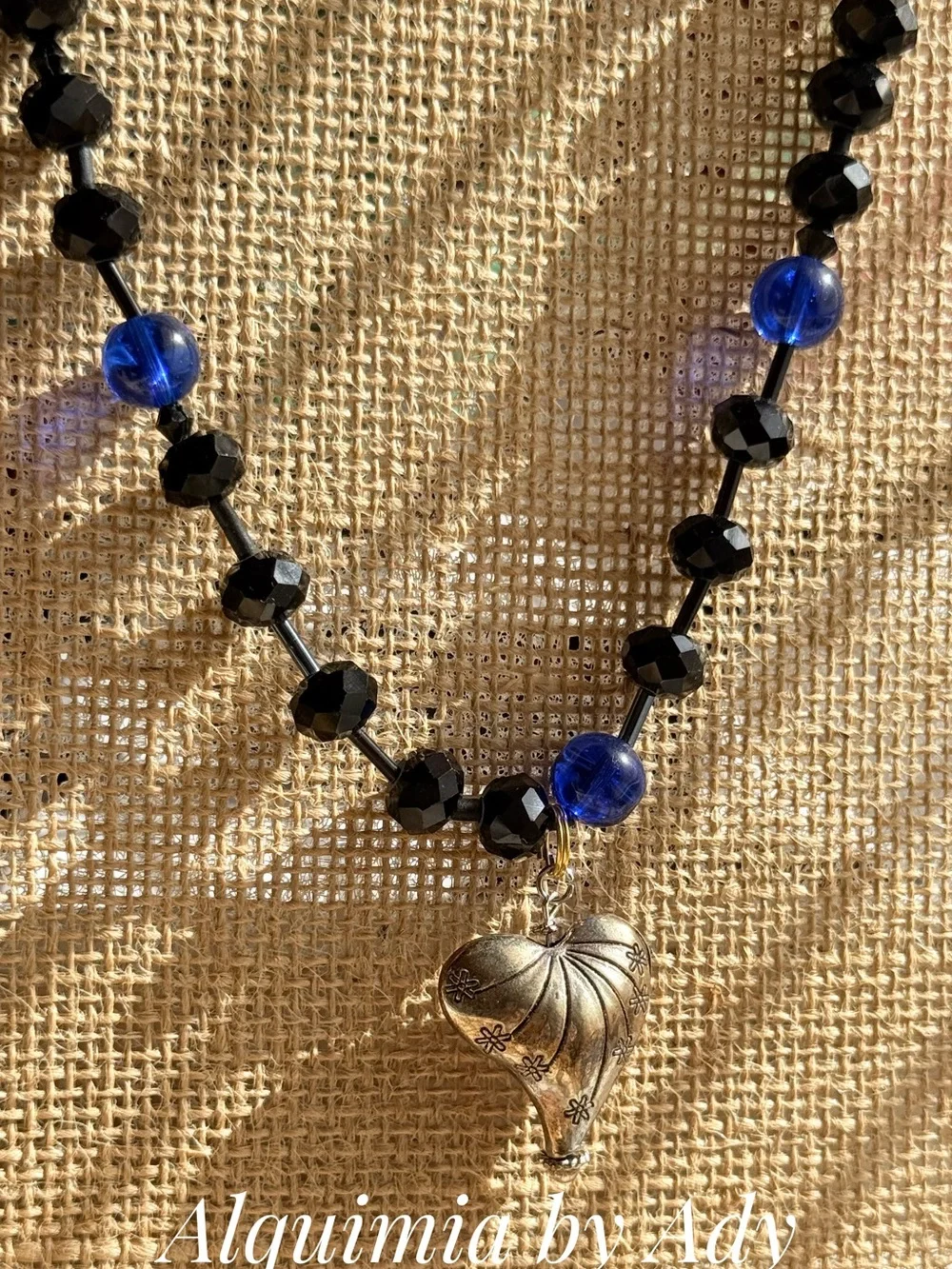 HIGH SUMMER + Black Faceted & Textured Beaded Necklace onyx